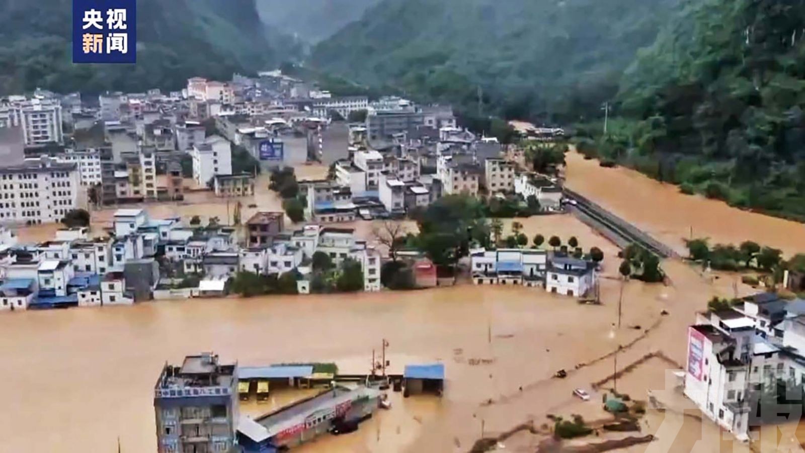 廣西凌雲縣暴雨引發洪災