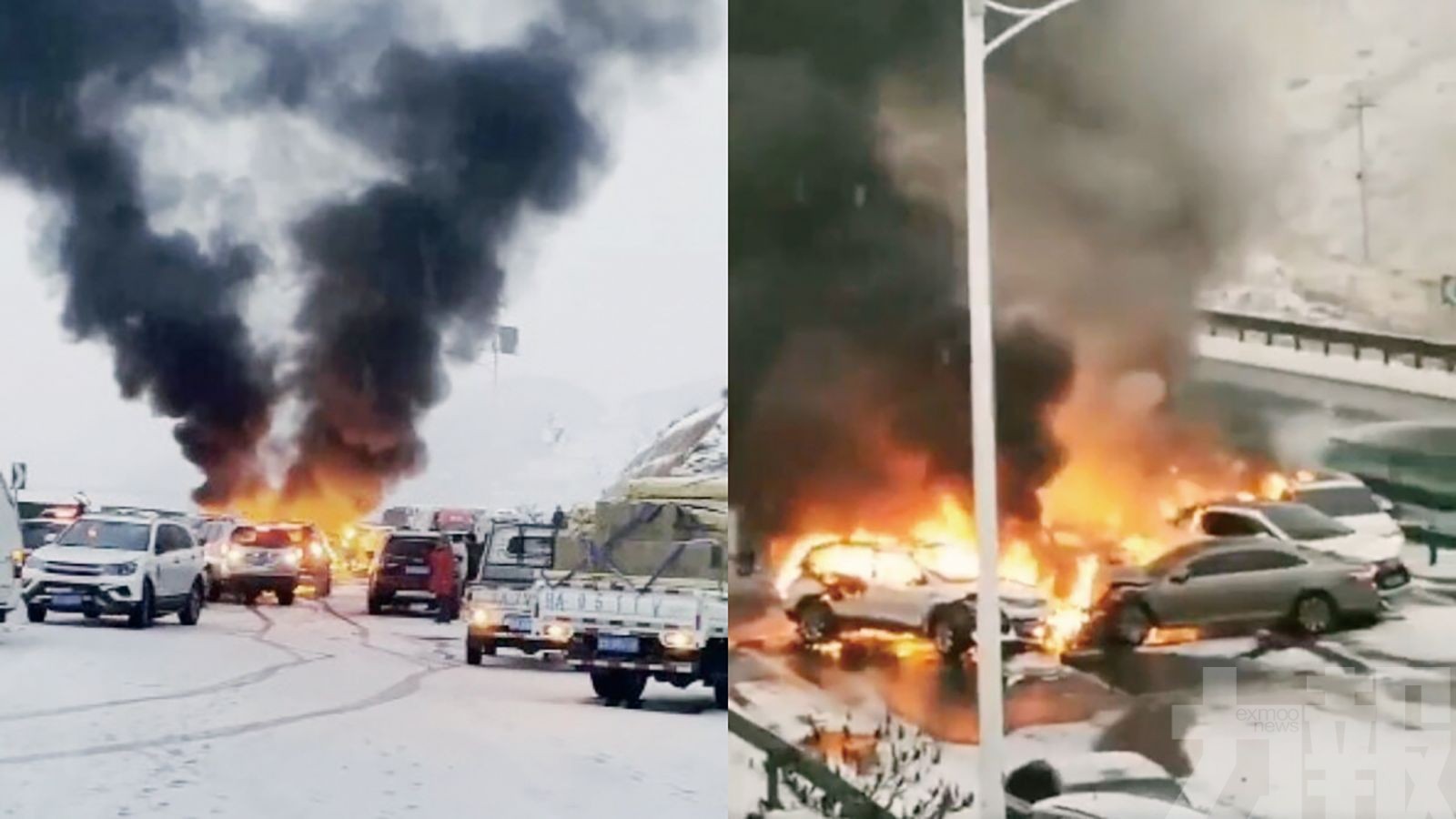 蘭州大雪致逾30車相撞